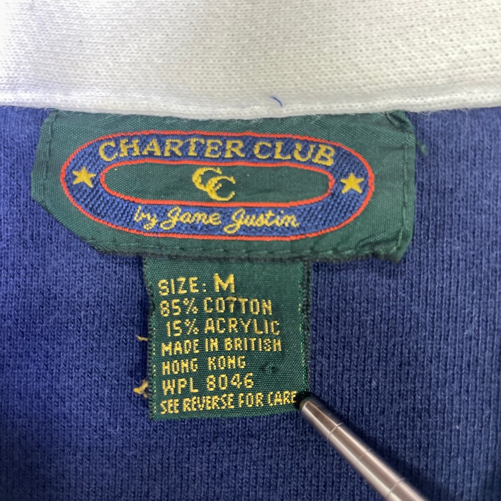 Vintage Charter Club Jane Justin Navy Yellow Colorblock Jacket Mens Medium - Picture 5 of 10